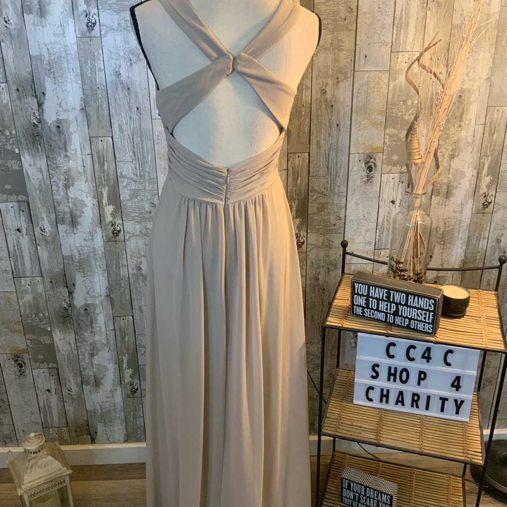 Evening Collective Elegant Beige Evening Gown. Size 4 - Picture 5 of 6